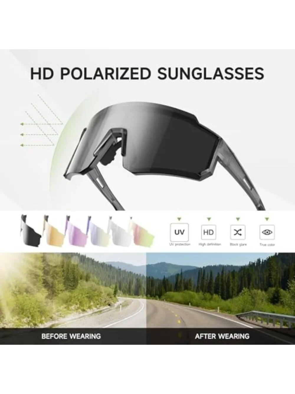 Polarized Sports Sunglasses for Men & Women - Ideal for Running, Baseball
